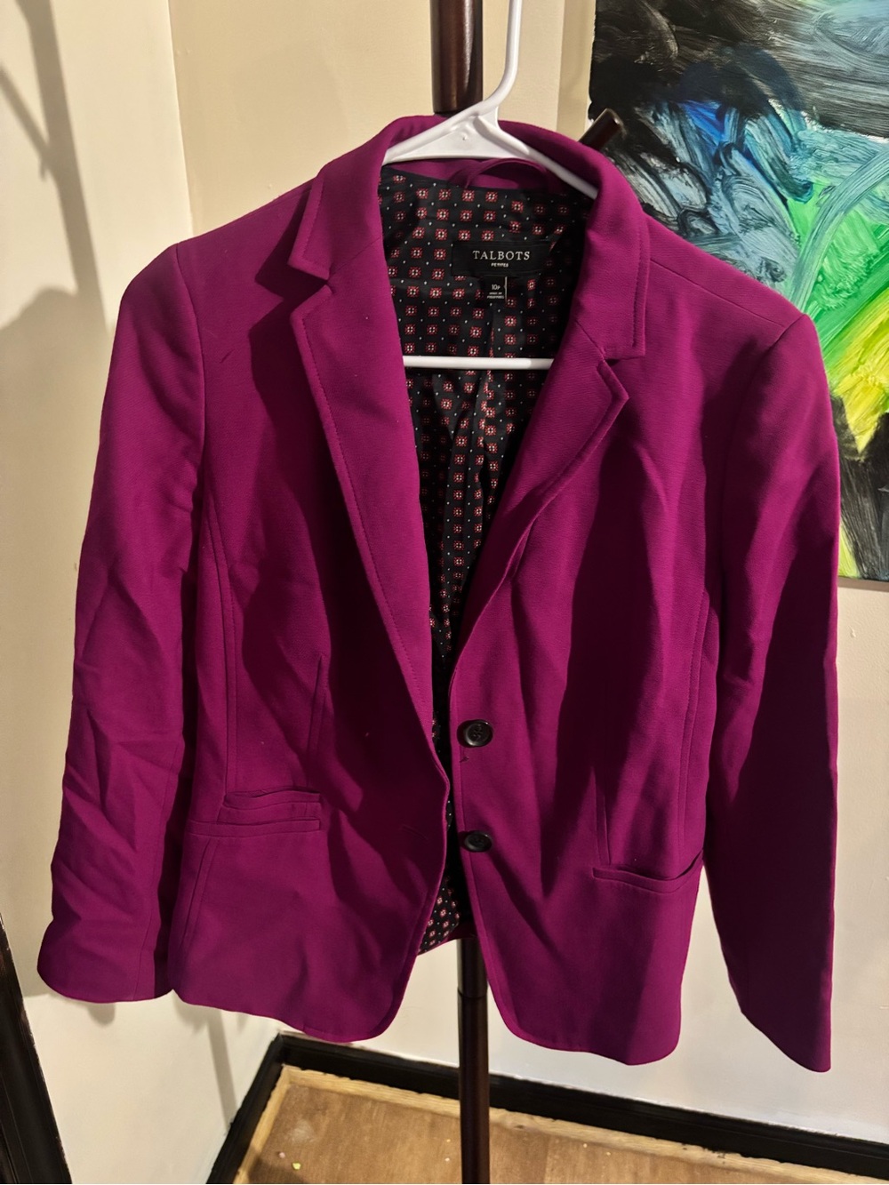 Talbots Petites Berry Magenta Blazer Size 10P Two Button